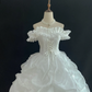 White Off-the-Shoulder Lovely Elegant Romantic Gown, Voluminous Tiered Skirt, Wedding Dress & Bridal Gown gh8120