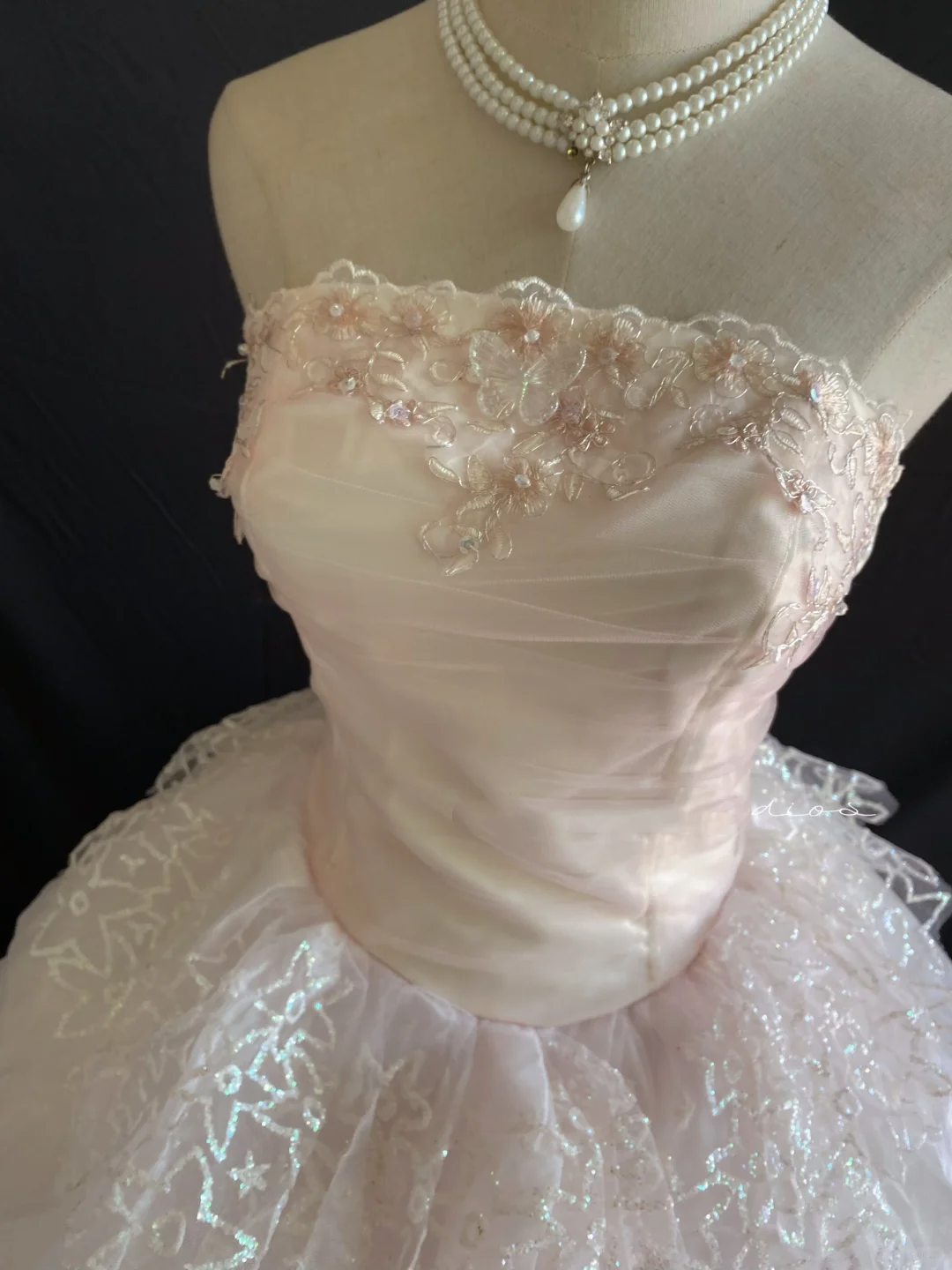Blush pink strapless romantic gown with fitted waist and voluminous princess skirt, wedding dress and bridal gown gh8250