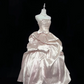 Blush Pink Luxury Satin Strapless, Cinched Waist, Voluminous Skirt, Girly Romantic Dress, Wedding Gown gh8031