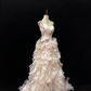 Blush Pink One-Shoulder Girly Elegant Cinched Waist Tiered Skirt Long Vintage Romantic Dress, Wedding Gown gh7985
