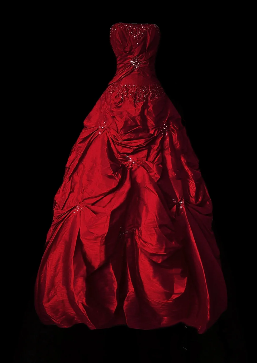 Red Strapless Fitted Waist Voluminous Skirt Prom Gown & Evening Gown gh7342