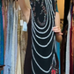 One Shoulder Black Chiffon Prom Dress Hand Beaded Circular Rhinestone 3D Red Flower Vintage Evening Gown gh9825
