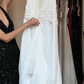 Spaghetti Strap White Prom Dress Twist Ruched Rhinestone Beaded High Low Chiffon Evening Gown gh9828