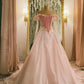 Robe de soirée longue élégante en tulle à épaules dénudées et motif floral rose magnifique et exquis gh3243