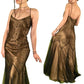 Robe de soirée longue en mousseline de soie, satin et tulle, élégante et raffinée, style vintage, marron doré, avec perles, gh3723