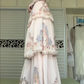 Light Pink Vintage Oil‑Painting Print Spaghetti Strap Long Gown, Lace Trim Tiered Cake Skirt Floral Formal Prom Dress gh8987