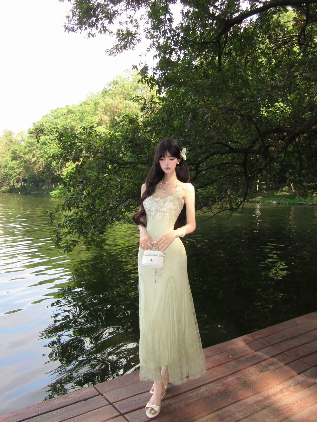 Women Romantic Light Mint Green Prom Dress Spaghetti Straps 3D Floral Applique Lace Mermaid Long Evening Gown gh9440