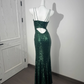 Glitter Dark Green Sequin Cami Dress, Waist-Cinched Bodycon Sexy Prom & Evening Gown gh7223