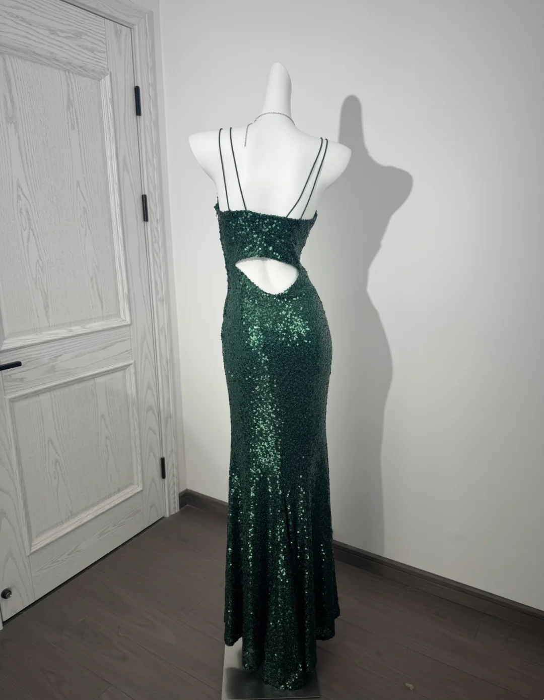 Glitter Dark Green Sequin Cami Dress, Waist-Cinched Bodycon Sexy Prom & Evening Gown gh7223