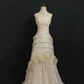 Pale Yellow Strapless Sexy Vintage Floral Long Romantic Dress, Fitted Waist & Bodycon Skirt, Wedding Bridal Gown gh8297