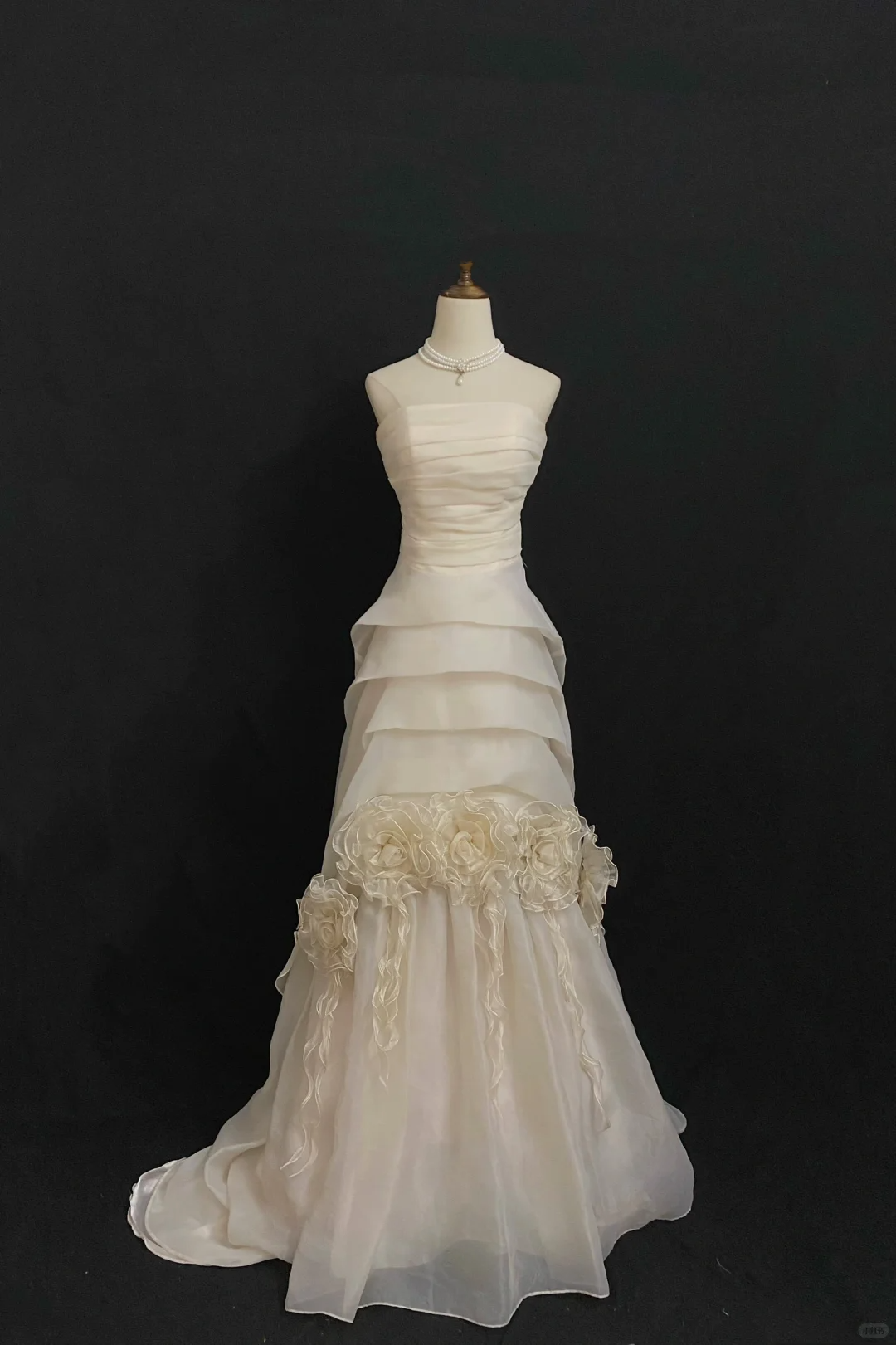 Pale Yellow Strapless Sexy Vintage Floral Long Romantic Dress, Fitted Waist & Bodycon Skirt, Wedding Bridal Gown gh8297