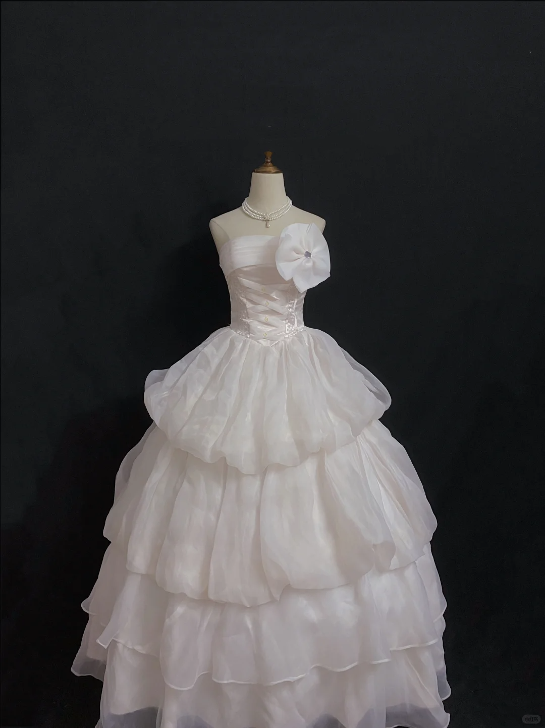 Blush Pink Gentle Strapless Long Romantic Wedding Dress, Cinched Waist, Voluminous Princess Skirt gh8347