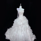 Blush Pink One-Shoulder Cinched Waist Voluminous Tiered Skirt Long Vintage Romantic Dress, Wedding Gown gh7986