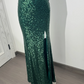 Glitter Dark Green Sequin Cami Dress, Waist-Cinched Bodycon Sexy Prom & Evening Gown gh7223