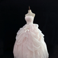 Blush Pink Strapless, Cinched Waist, Voluminous Princess Skirt, Long Elegant Romantic Dress, Wedding Gown gh8082