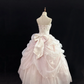 Blush Pink Strapless, Cinched Waist, Voluminous Princess Skirt, Long Elegant Romantic Dress, Wedding Gown gh8082