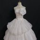 Blush Pink Gentle Strapless Long Romantic Wedding Dress, Cinched Waist, Voluminous Princess Skirt gh8347