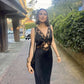 Weiß/schwarz satin mode einfache spitze lange slim fit ballkleid abendkleid gh3085