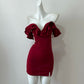 Red/Black Fashion Elegant Ruffle Neckline Short Satin Homecoming Dress Prom Dress Evening Dress Party Dress Ball Gown gh4043
