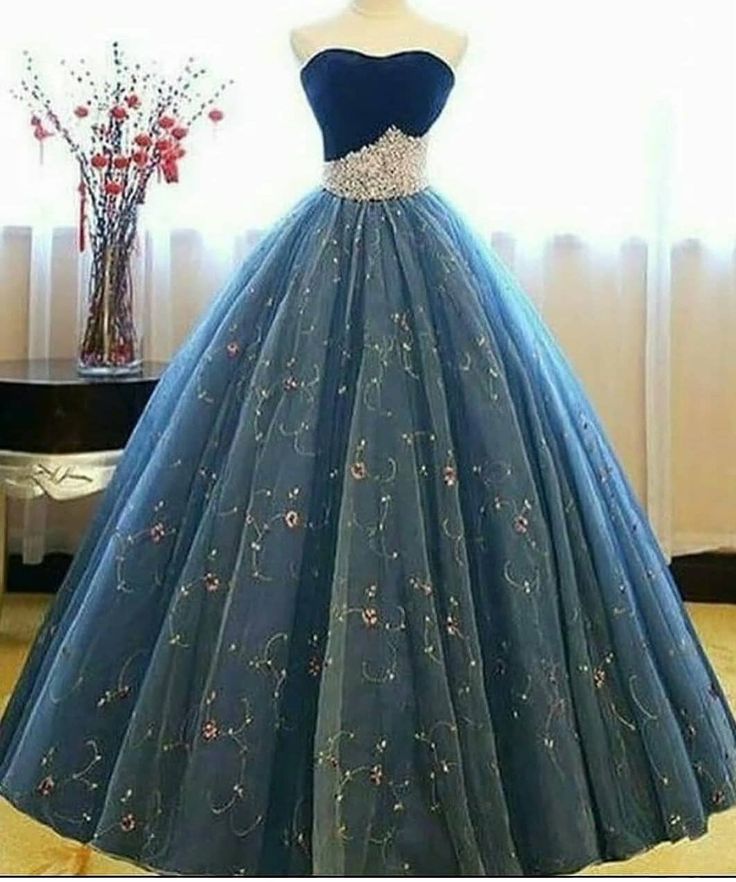 Blaues glänzendes süßes, niedliches, charmantes, exquisites Blumentüll-A-Linien-Abendkleid mit langem Abendkleid für 16-jährige Erwachsene, Zeremoniekleid gh3554