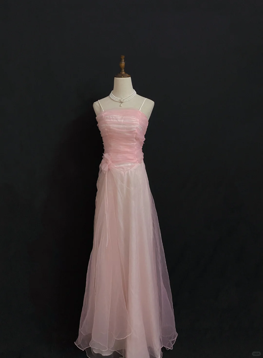 Blush Pink Spaghetti Strap Long Elegant Romantic Gown, Fitted Waist, Wedding & Bridal Dress gh8298