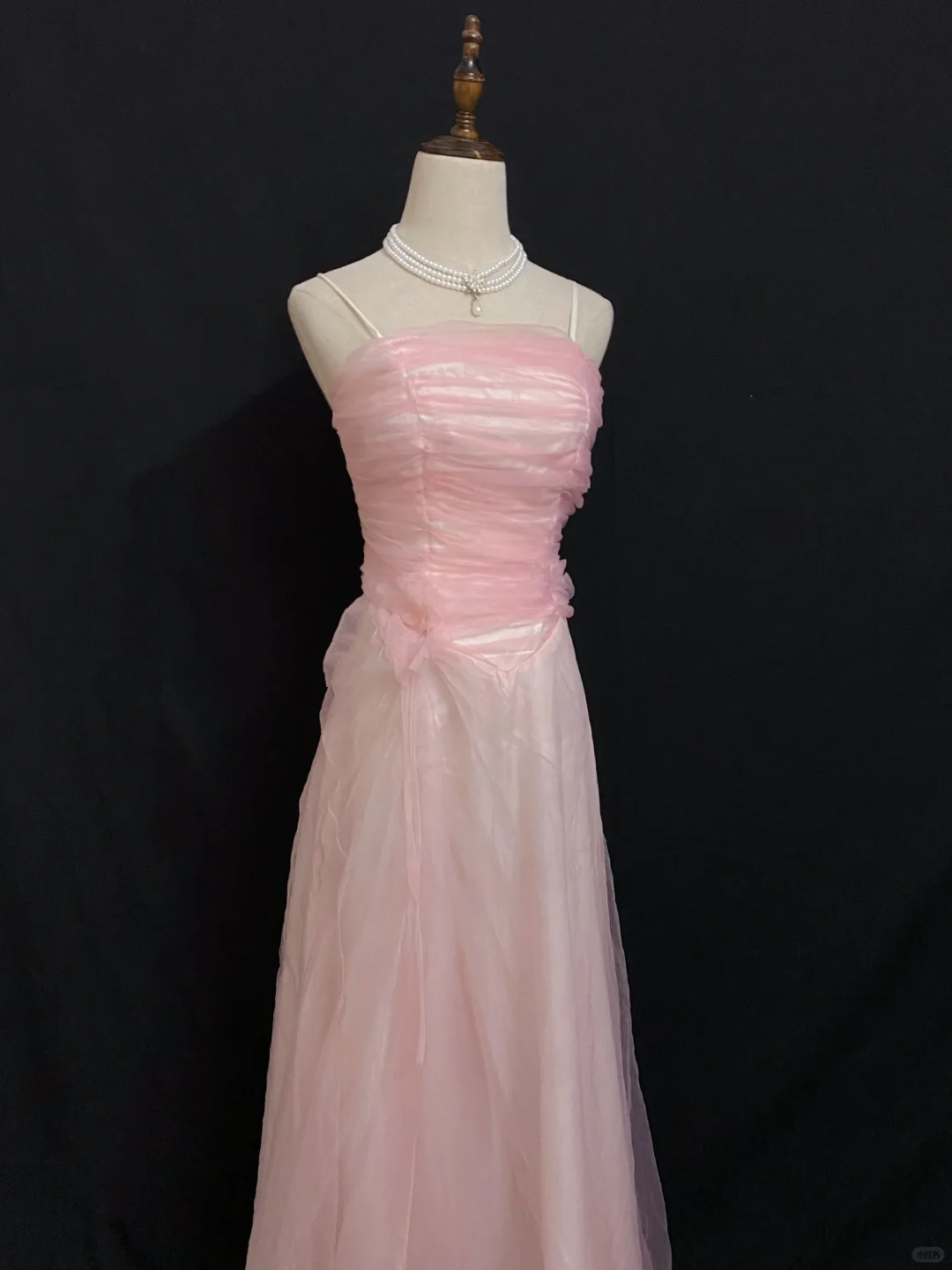 Blush Pink Spaghetti Strap Long Elegant Romantic Gown, Fitted Waist, Wedding & Bridal Dress gh8298