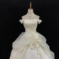 Off-White Off-the-Shoulder Luxury Romantic Gown with Cinched Waist & Voluminous Princess Skirt, Wedding Dress gh8122