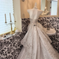 Ivory Strapless Beaded Waist-Cinched Full Flared Long Romantic Dress, Wedding Gown gh7574