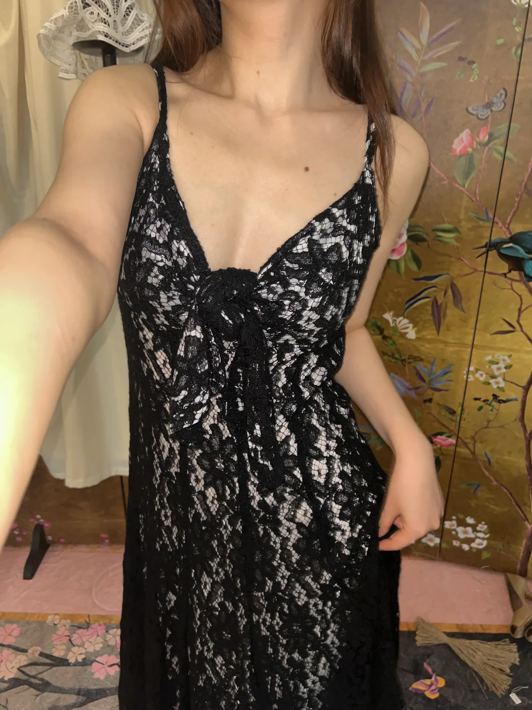 Black Sexy Lace Spaghetti Strap Fitted Waist Slim Prom & Evening Party Dress gh8425
