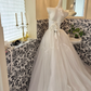 Light Grey Spaghetti Strap Waist-Cinched Full Flared Skirt Elegant Luxury Romantic Dress, Wedding Gown gh7680