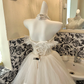 Ivory Strapless Cinched Waist Voluminous Skirt Long Romantic Dress, Wedding Gown gh7796