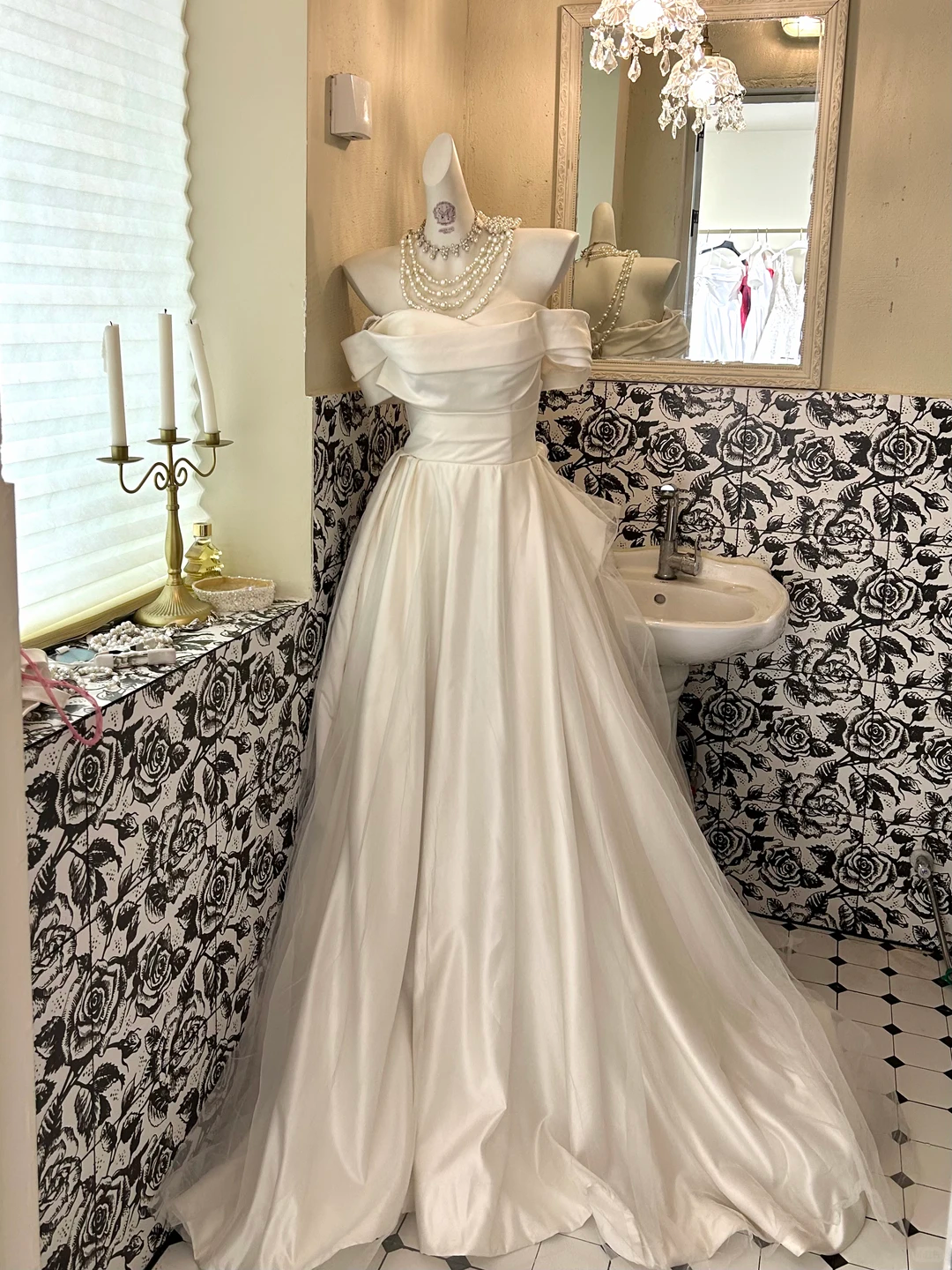 Ivory Soft Off-the-Shoulder Waist-Cinched Minimalist Grand Long Romantic Dress, Wedding Gown gh7599