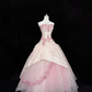 Blush Pink Strapless Embroidered Cinched Waist Voluminous Princess Skirt Long Romantic Dress, Wedding Gown gh7898