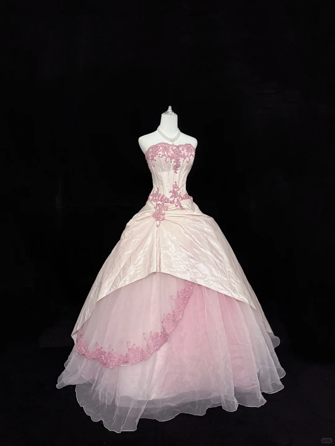 Blush Pink Strapless Embroidered Cinched Waist Voluminous Princess Skirt Long Romantic Dress, Wedding Gown gh7898