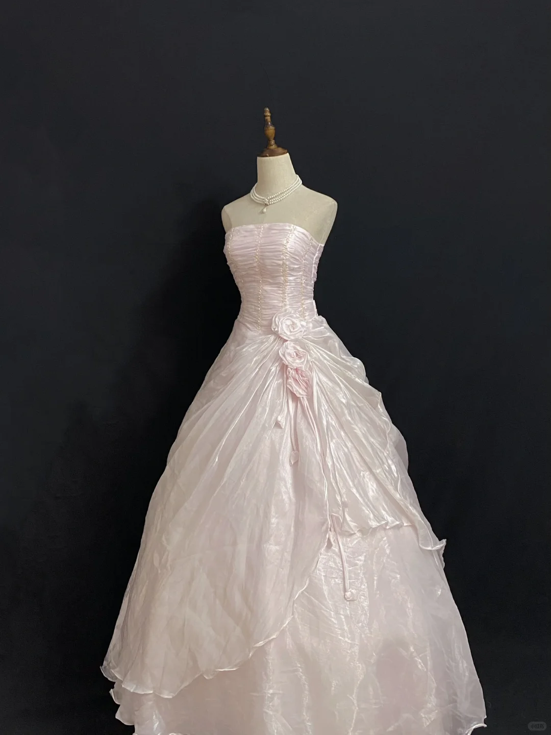 Blush Pink Strapless Elegant Romantic Gown With Fitted Waist And Fluffy Princess Skirt, Wedding Dress & Bridal Gown gh8299