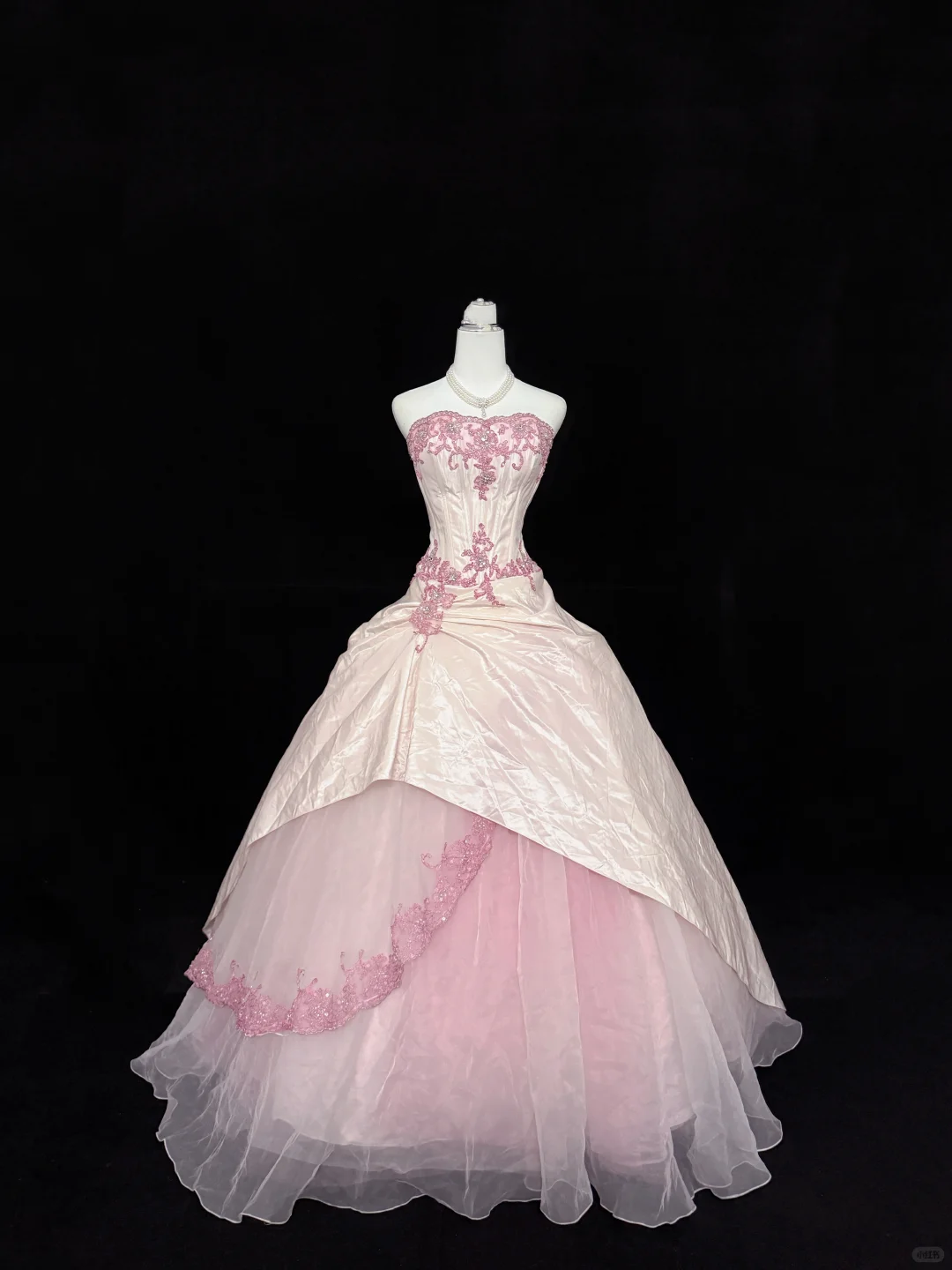 Blush Pink Strapless Embroidered Cinched Waist Voluminous Princess Skirt Long Romantic Dress, Wedding Gown gh7898