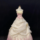 Off-white Strapless Romantic Gown, Cinched Waist, Voluminous Skirt Decorated with Light Pink Lace Trim, Wedding Dress & Bridal Gown gh8168