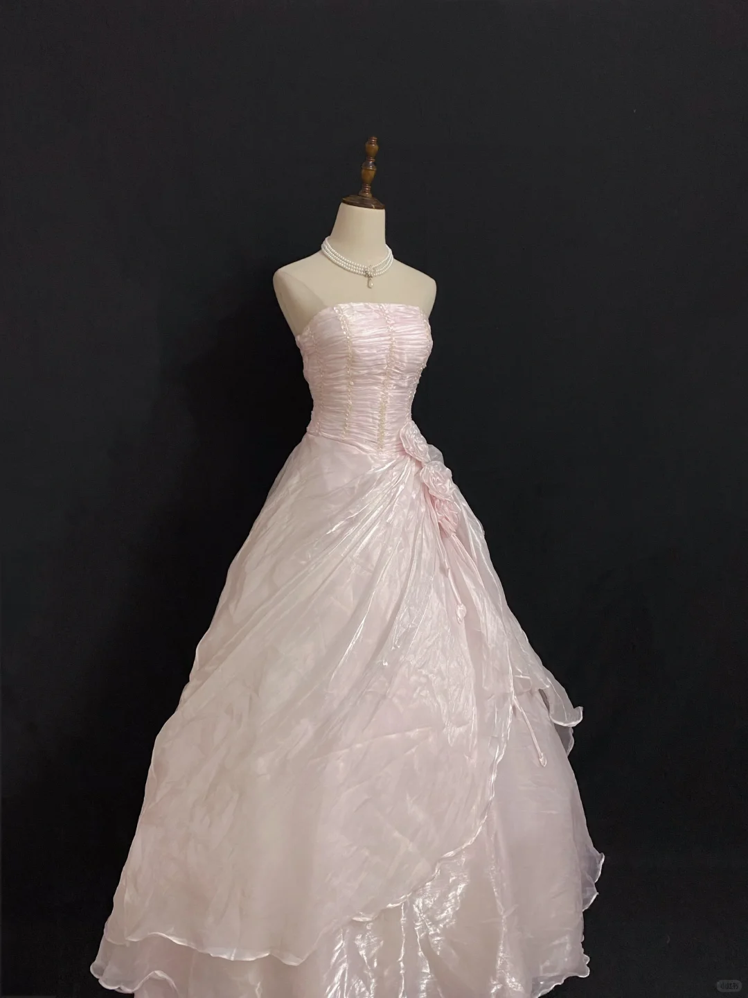 Blush Pink Strapless Elegant Romantic Gown With Fitted Waist And Fluffy Princess Skirt, Wedding Dress & Bridal Gown gh8299
