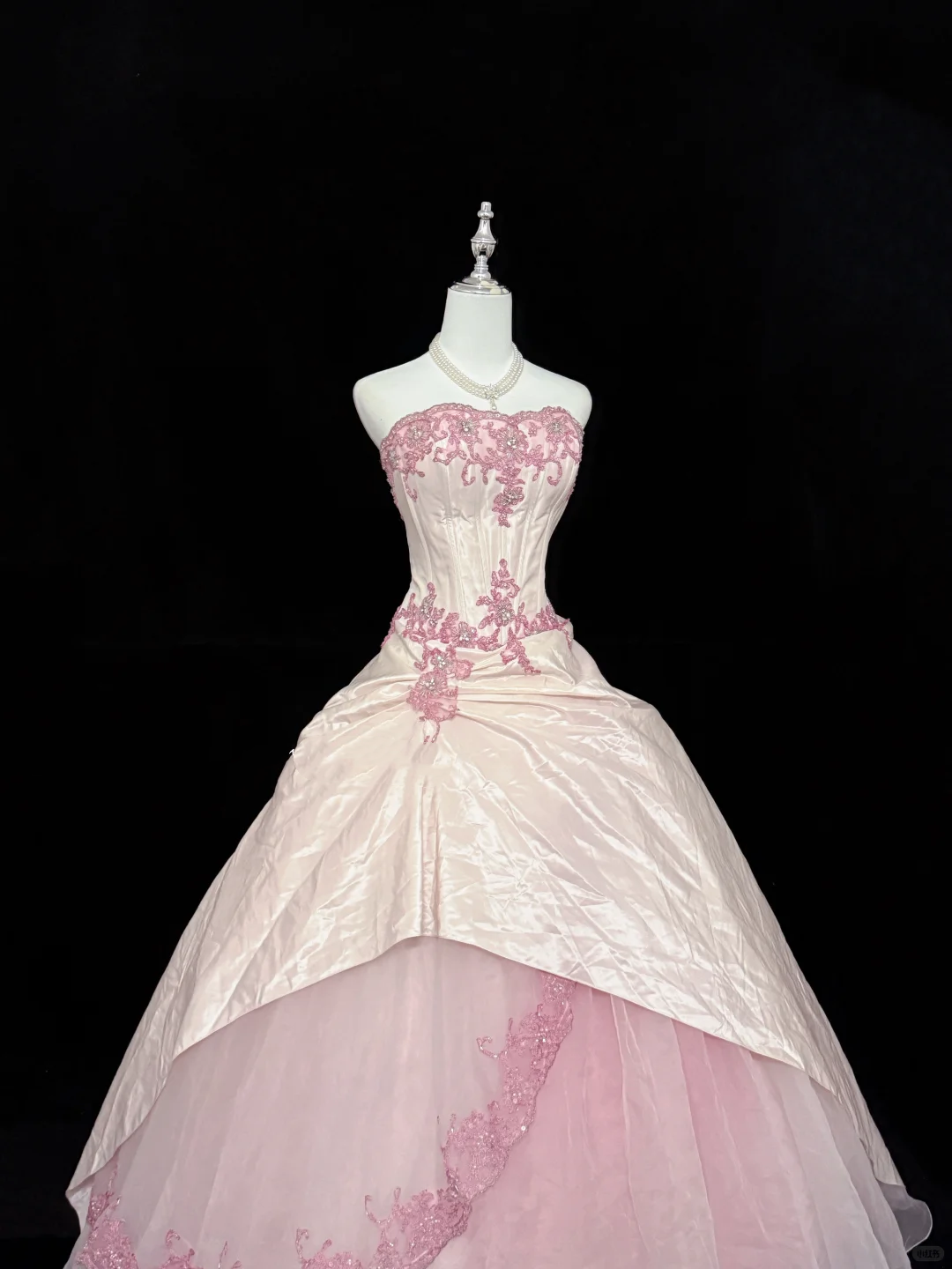 Blush Pink Strapless Embroidered Cinched Waist Voluminous Princess Skirt Long Romantic Dress, Wedding Gown gh7898