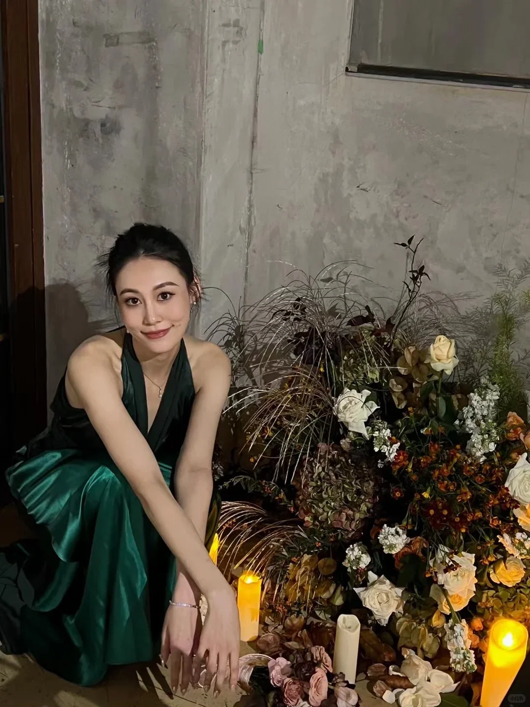 Dark Green Satin Halter Long Evening Gown Open Back Metal Ring Prom Dress gh9852
