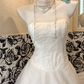 White Strapless Waist-Cinched A-Line Long Luxury Romantic Dress, Wedding Gown gh7500