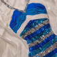 Sexy Vintage Blue Halter Prom & Evening Party Dress, Striped Sequin, Fitted Waist Slim Silhouette gh8533