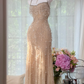 Nude Heavy Crystal Fringe Spaghetti Strap Mermaid Prom Dress, Beaded Tulle Long Evening Gown, Sparkly Formal Party Dress gh9496