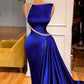 Robe de soirée longue bleue magnifique et brillante avec fente latérale élégante et longue au sol gh3232