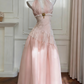 girlhomeshops-Vintage Lace Jacquard Halter Evening Dress, Long Sleeveless Elegant Party Gown gh5902