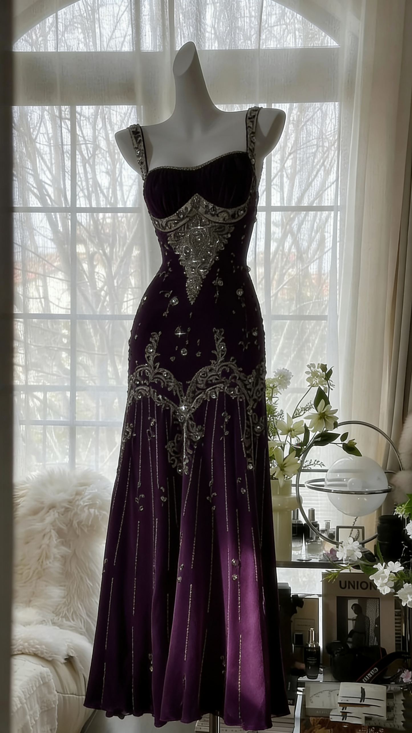 Ivory Vintage Elegant Shiny Exquisite Rhinestone Beading Long Chiffon Ball Gown Evening Dress Birthday Party Dress Prom Dress Graduation Dress gh3945