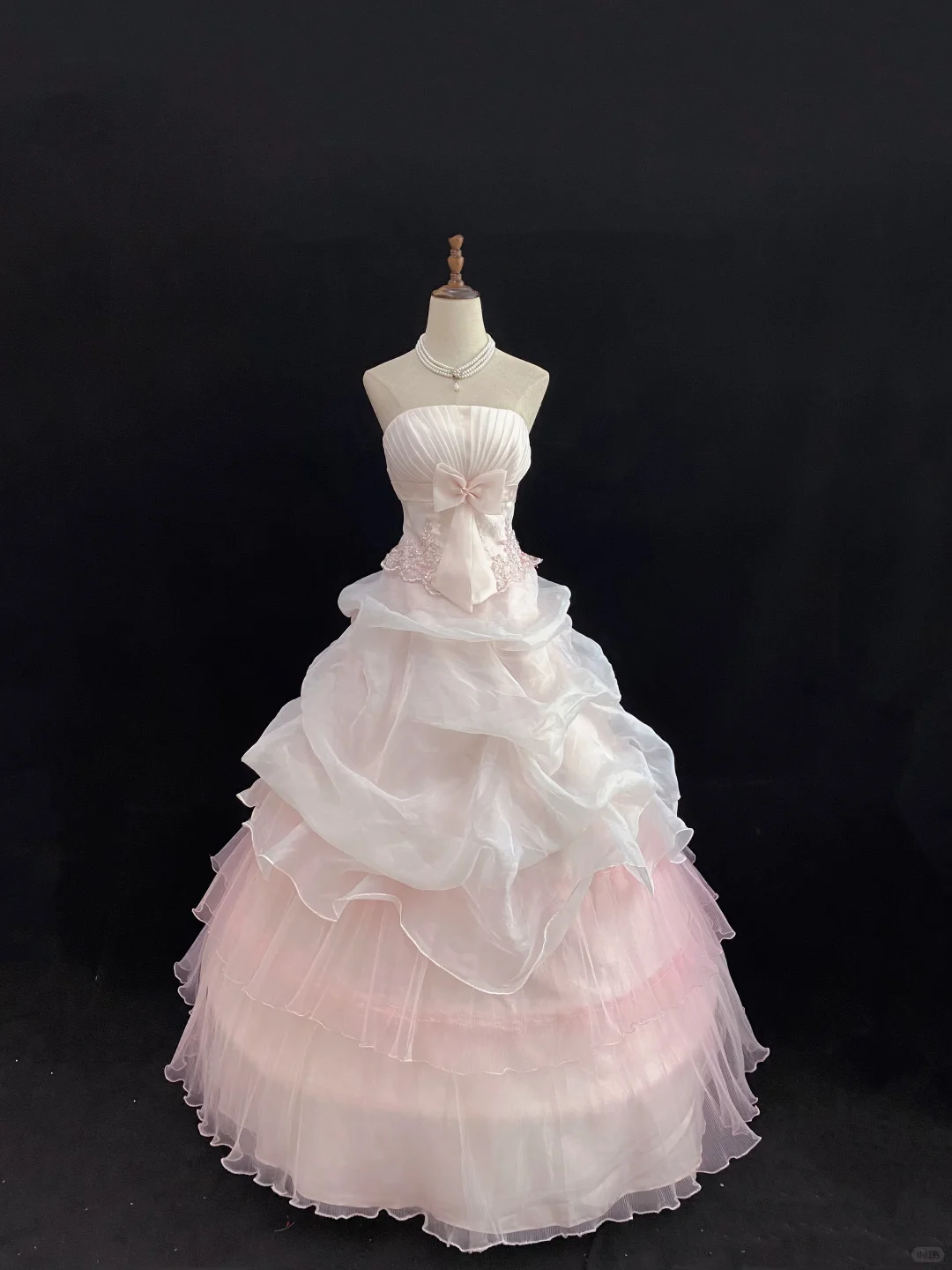 Blush Pink Strapless Romantic Gown for Gentle Girls, Cinched Waist, Voluminous Princess Skirt, Wedding Dress & Bridal Gown gh8169