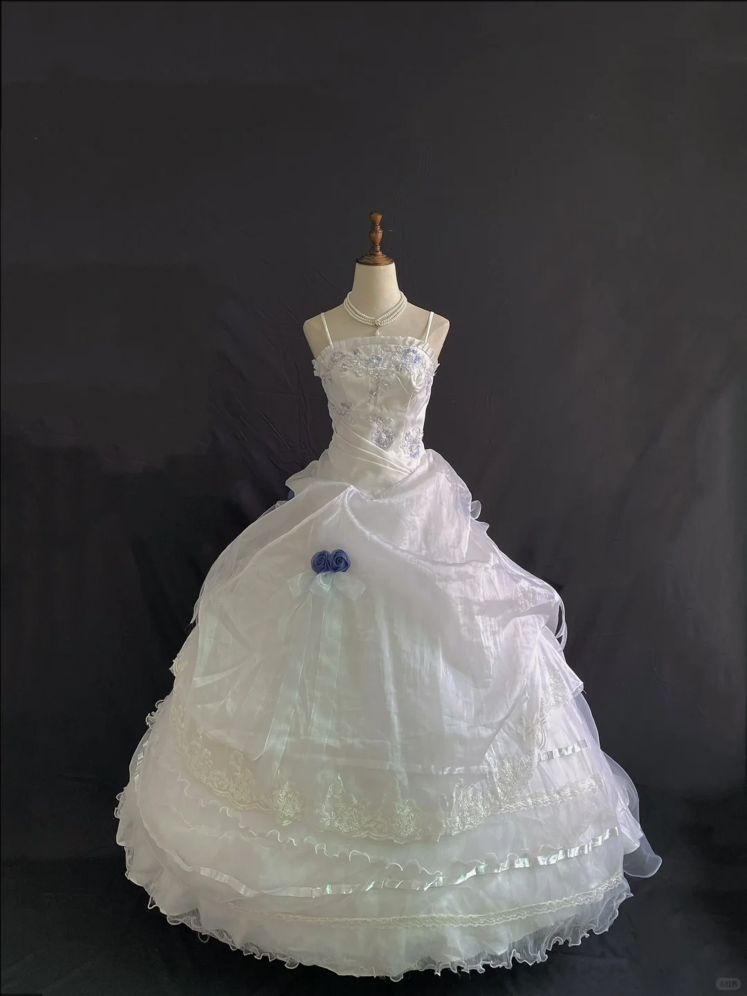 White Spaghetti Strap Romantic Gown With Classical Elegance, Cinched Waist & Voluminous Princess Skirt, Wedding Dress & Bridal Gown gh8209