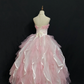 Blush Pink Strapless Long Romantic Gown with Fitted Waist and Fluffy Princess Skirt, Wedding Dress & Bridal Gown gh8300