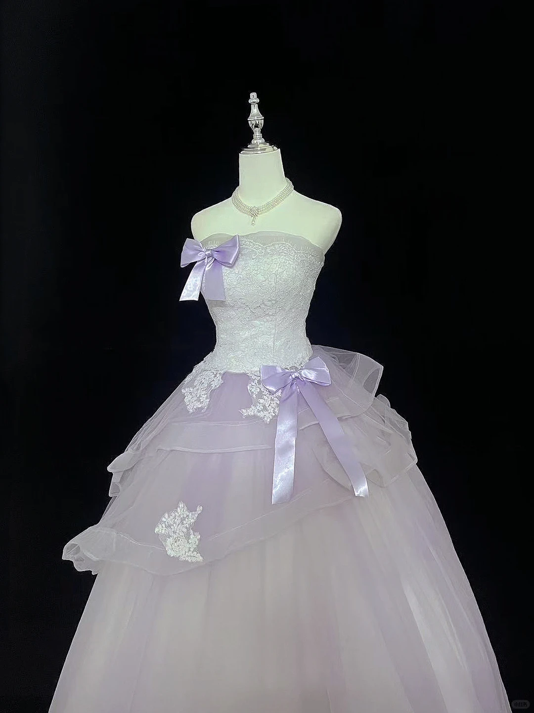 Lavender Strapless Cinched Waist Voluminous Princess Skirt Long Romantic Dress, Wedding Gown gh7989
